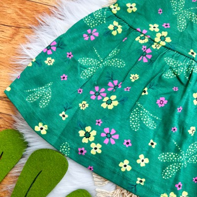 Vestido Floral com Libélulas - Verde